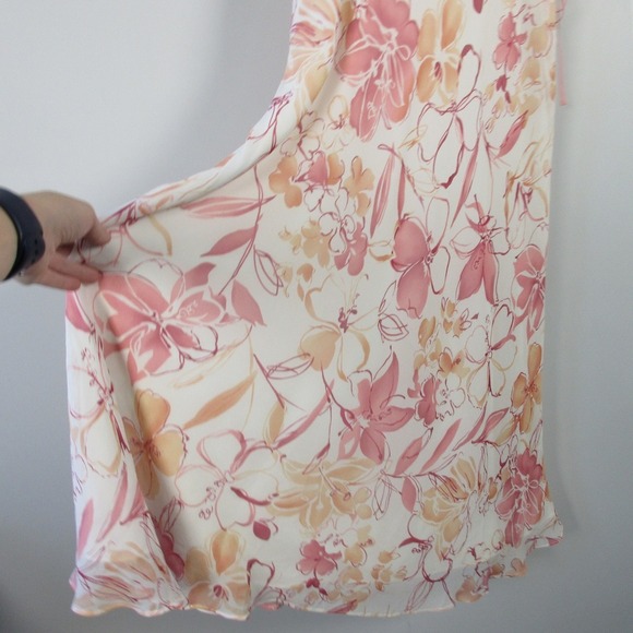 Ann Taylor 100% Silk Cami Dress 4 Pink Floral Hawaiian Slip Summer VtG Y2K 290 - Picture 5 of 13